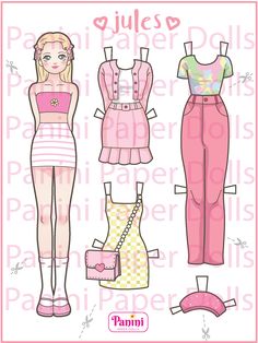 paper doll with different clothes and accessories