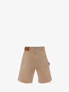 TWISTED CHINO SHORTS in neutrals | JW Anderson Side Belt, J W Anderson, Jw Anderson, Chino Shorts, Light Beige, Patch Logo, Patch Pocket, Bermuda Shorts, Khaki Pants