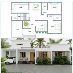 two story house plan with 3 bedroom and 2 bathrooms