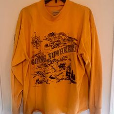 Urban Outfitters, Unworn (New), Isn’t Sold Anymore, Size Small But Fits Like An Oversized Crewneck, Cotton Oversized Graphic Print Top From Urban Outfitters, Yellow Long Sleeve T-shirt With Screen Print, Yellow Crew Neck Top With Screen Print, Yellow Crew Neck Top For Fall, Oversized Crew Neck Tops By Urban Outfitters, Oversized Crew Neck Top From Urban Outfitters, Vintage Urban Outfitters Graphic Top, Urban Outfitters Vintage Graphic Print Top, Vintage Graphic Print Top From Urban Outfitters