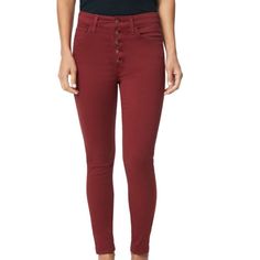 Joe's Womens Red Skinny Jeans Nwt Size 24 Brand: Joe's Occasion: Casual Pattern: Solid Style: Jeans Pant Style: Skinny Red Mid-rise Bottoms For Fall, Mid-rise Red Pants For Fall, Fall Mid-rise Red Bottoms, Red Mid-rise Pants For Fall, Mid-rise Burgundy Pants For Fall, Mid-rise Burgundy Fall Pants, Red Fall Bottoms With Button Closure, Burgundy Mid-rise Pants For Fall, Red High Waist Bottoms With Button Closure