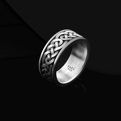 Wedding 925 Sterling Silver Knot Band Rings for Boyfriend, Mens Unique Wedding Promise Band Ring Gifts, Celtic Knot Band Ring Gift For Him 925K Sterling Silver wedding band ring photos are taken with original and every item has handmade engraving details. It's very elegant and classy for everyday use but also can be preferred as a gift for friends and family for an eternal memorial. Product Code: FRYLS202 Product Name: Knot Wedding Ring Metal: Handmade oxidized 925 Sterling Silver Ring (Can also be produced in 14/18/22 carat gold upon request. Weight: 18 - 20 gram ●Knot Silver Ring ●Mens Forever Wedding Band Ring  ● Silver Wedding Rings For Man Ring  ● The best one color is Oxidized Color on this product you can see all details clearly. ● You can use our product daily use there is color op Hallmarked Band Rings For Gifts, Hallmarked Band Rings As Gift, Mens Promise Ring Boyfriends, Rings For Boyfriend, Celtic Knot Band, Ring For Boyfriend, Promise Band, Sterling Silver Wedding Band, Wedding Promises