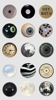 many different types of buttons with numbers on them