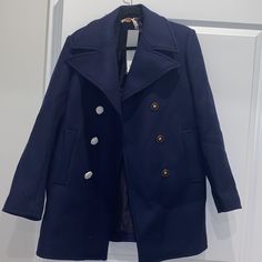 Tory Burch Size 14 Coat. Never Been Worn. It’s Navy Blue.Pristine Condition. Price Is Negotiable. Blue Wool Pea Coat With Double Button Closure, Classic Blue Double-breasted Pea Coat, Blue Double-breasted Wool Pea Coat, Chic Navy Wool Outerwear, Blue Wool Double-breasted Outerwear, Navy Double-breasted Long Sleeve Peacoat, Blue Double-breasted Long Sleeve Pea Coat, Chic Navy Outerwear With Button Closure, Chic Navy Outerwear With Buttons