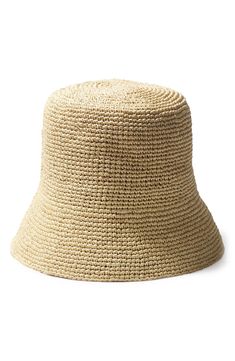 Head out to your next vacation in this handwoven bucket hat that can packed into suitcases without being crushed. Raffia straw Spot clean Imported Straw Bucket Hat, Suitcases, Rag & Bone, Gift Shop, Bucket Hat, Bones, Jade, Straw, Hand Weaving