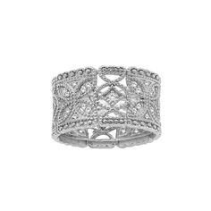 An intricate filigree design makes this Jewelexcess flower ring a captivating complement to your wardrobe. Click on this JEWELRY & WATCHES GUIDE to learn about fit, styles, materials and more! An intricate filigree design makes this Jewelexcess flower ring a captivating complement to your wardrobe. Click on this JEWELRY & WATCHES GUIDE to learn about fit, styles, materials and more! FEATURES Width: 11.60 mm Nickel free Metal: sterling silver Plating: rhodium Finish: polishedDIAMOND DETAILS Total Luxury Silver Filigree Ring With Intricate Design, Luxury Silver Filigree Ring, Elegant White Gold Rings With Decorative Band, Elegant Silver Rings For Evening, Luxury Silver Filigree Ring With Single Cut Diamonds, Luxury Sterling Silver Diamond Ring With Intricate Design, Luxury Diamond Filigree Ring With Intricate Design, Elegant Diamond White Filigree Diamond Ring, Elegant Diamond White Diamond Ring With Filigree