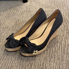 Like New! Black Canvas Peep Toe Wedge Womens Shoes Wedges, Tory Burch Shoes, Black Canvas, All Pins, New Black, Tory Burch, Wedges, Like New, Size 10