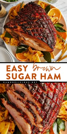 Looking for Easter dinner ideas? Here's the BEST Easter ham! This Easy Brown Sugar Ham is a holiday classic. Baked in the most incredible brown sugar glaze for ham, this Easter main dish recipe is perfectly sweet, tangy, and savory! Ham In Smoker Recipe, Smoker Ham Recipes, Smoked Ham Recipes Smokers, Smoked Ham Recipes, Smoked Ham Glaze, Ham Glaze Recipe Brown Sugar, Best Ham Glaze, Baked Spiral Ham, Double Smoked Ham