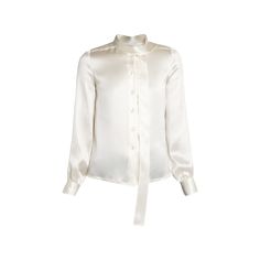 TOM FORD lavalliere blouse with a scarf neck High neckline; button front Long sleeves; button cuffs Back yoke Relaxed fit Silk/mother-of-pearl Made in Italy Scarf Neck, Fashion Guide, Neck Scarves, Bergdorf Goodman, High Neckline, Silk Blouse, Tom Ford, Style Guides, Mother Of Pearl