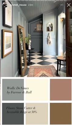 the color scheme for this hallway is gray and brown, with neutrals in it