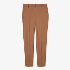 These machine-washable trousers sit smoothly above the hips and look tailored without feeling tight. A straight fit through the thigh and slight taper at the calf create an elongating effect, while deep pockets offer plenty of room to stash essentials. Straight Dress Pants For Work, Classic Straight Dress Pants For Fall, Straight Dress Pants With Belt Loops For Work, Chic Straight Pants With Belt Loops, Straight Bottoms For Office Wear In Fall, Slim Fit Elastane Ankle-length Pants, Chic Tailored Straight Dress Pants, Tailored Straight Bottoms For Fall, Straight Pants With Welt Pockets