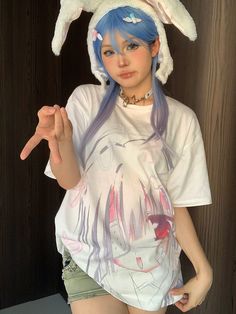 The price is for a T-shirt only, others are not included.  Garment Size   	 		 			Size 			S 			M 			L 			XL 		 		 			Full Length 			68 			70 			72 			73 		 		 			Bust 			106 			110 			114 			118 Kawaii T-shirt For Cosplay With Crew Neck, White Kawaii T-shirt For Summer, Cute White T-shirt For Streetwear, Pink Crew Neck T-shirt For Cosplay, Harajuku Cartoon Print Tops For Cosplay, Cute Cotton T-shirt With Anime Print, Kawaii Cotton T-shirt With Anime Print, Kawaii Anime Print Cotton T-shirt, Kawaii Anime Print T-shirt For Summer