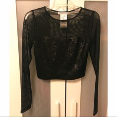 Bcbg Black Sequin Party Crop Top. Size S. Brand New. Features A Sweetheart Neckline And Mesh Long Sleeves. Perfectly Pairs With A High Waisted Skirt! No Tags But Never Worn. Bundle To Save. Feel Free To Ask Questions! 1 Sheer Fitted Crop Top For Evening, Chic Crop Top For Evening Parties, Glamorous Long Sleeve Crop Top For Date Night, Elegant Crop Top For Party, Elegant Crop Top For Fall Party, Elegant Fall Crop Top For Party, Embellished Tops For Date Night And Party Season, Elegant Sequined Crop Top For Club, Sheer Fitted Crop Top For Night Out