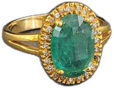 Elegant Gold Halo Ring With Gemstone, Timeless Gold Diamond Ring With Emerald, Timeless Yellow Gold Diamond Ring With Emerald, Formal Round Emerald Ring With Pave Setting, Luxury Gold Oval Emerald Ring, Timeless Yellow Gold Emerald Diamond Ring, Oval Sapphire Ring With Pave Setting, Luxury Emerald Ring With Pave Setting, Timeless Emerald Diamond Ring In Yellow Gold