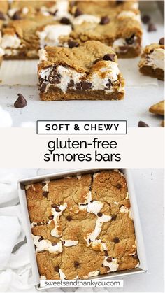 soft and chewy gluten - free s'mores bars are the perfect dessert to serve