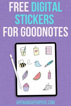 an ipad with the text free digital stickers for goodnots on it, and a