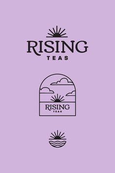 the rising teas logo on a purple background