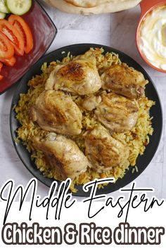 This chicken and rice dinner features middle eastern spices, crunchy cashews and plump yellow raisins. Chicken Rice Dinner, Chicken And Rice Dinner, Middle Eastern Chicken, Rice Dinner, Chicken And Rice, Chicken Rice, Sharing Board, Easy Dinners