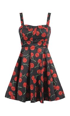 cherry bomb pinup print ixia dress retro rockabilly style Indie Tattoo, Sundress Vintage, Cherry Print Dress, Inked Shop, Harness Dress, Sundress Dress, Cherry Dress, Cotton Sundress, Rockabilly Pin Up