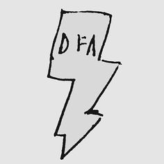 a drawing of a lightning bolt with the word d'fa written in black ink