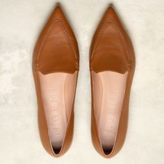 The Gia - Tan - Tumbled Calf Leather - M.Gemi Pointy Flats, Loafers Men, Calf Leather, Dress Shoes Men, Oxford Shoes, Dress Shoes, Oxford, Loafers, Style Inspiration