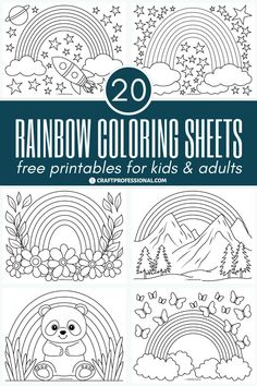 20 rainbow coloring sheets for kids and adults