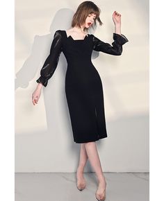 Get 10% off now! Buy sheath black midi party dress long sleeved at cheap price online. Free stable shipping and pro custom service since 2009. Formal Winter Bodycon Dress, Elegant Bodycon Midi Dress For Winter, Elegant Fitted Long Sleeve Dress For Party Season, Elegant Midi Dress For Winter Night Out, Elegant Winter Midi Dress For Night Out, Elegant Midi-length Bodycon Winter Dress, Elegant Winter Bodycon Midi Dress, Elegant Long Sleeve Dress For Spring Party, Elegant Winter Midi Bodycon Dress