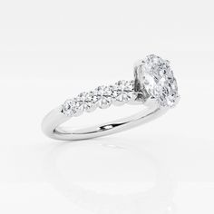 1 1/2 ctw Oval Lab Grown Diamond Graduated Engagement Ring 14K White Gold FG, SI1+ Engagement Ring Platinum, Side Stone Engagement Ring, Engagement Rings Platinum, Diamond Education, Perfect Engagement Ring, Fancy Color Diamonds, Custom Engagement Ring, Lab Created Diamonds, Adjustable Bracelet