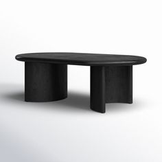 an oval black table on a white background