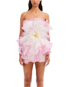 Oscar de la Renta Strapless 3D Floral Mini Dress 3d Floral Mini Dress, Floristry Packaging, Pink Designer Dress, Pink Designer Dresses, Really Pretty Dresses, Vestidos Oscar, Drag Looks, Anna Lee, Oscar Dresses