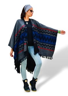 Price: USD 50.73 Original Price:USD 67.64 Free shipping for USA, EU & UK CAN Please leave your phone number at check out for smooth express delivery! Thank you:) Double Sided Ethnic Wool Poncho - Black Grey Worldwide Shipping Estimated Delivery USA 3-5 Bus days Europe 2-5 Bus days Asia 3-5 Bus days Made of highest quality Turkish wool Black Poncho, Bohemian Pants