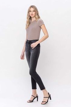 Step up your style with our High Rise Slim Straight Jeans. Crafted from comfortable stretch denim, these jeans feature a flattering high-rise waist and trendy distressed detailing. With a cropped length and a slim straight fit, they offer a versatile and timeless look that's perfect for any occasion.Model is 5' 9'' wearing size 26 Style: Casual Print / Pattern: Light Stone Washed Silhouette: Straight Jean Fit: Relaxed Embellishment: Distressed Detail Neck Line: NA Sleeve: NA Length: Cropped Clos