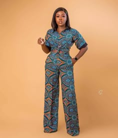 beautifully made with love and can suit all body sizes,  two pieces with elegance.( trousers and top set this exact fabric meant or meant not be available but can replace it with a very closely one, please note that your desired style remains the same thing  customization is fully accepted Trouser And Top For Ladies, Ankara Jumpsuit Styles, Ankara Pants, Ankara Trousers, Jumpsuit Styles, African Print Pants, African Print Jumpsuit, Ankara Jumpsuit, Latest Ankara Styles