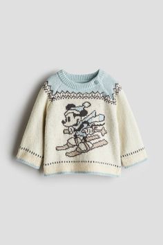 Soft  jacquard-knit sweater. Round neckline  forward-facing button on one shoulder  and long raglan sleeves. Ribbing at neckline  cuffs  and hem. Light Grey Leggings, Velour Pants, Raglan Pullover, Fall 24, Boys Sweaters, Jacquard Knit, Knitting Women Sweater, Build A Bear, Grey Leggings