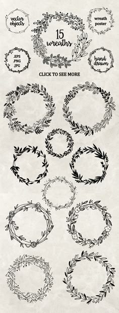 a bunch of wreaths that are on top of a piece of paper