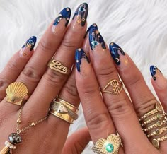 Party Manicure Ideas, Evil Eye Halloween Nails, Spiritual Nail Art Designs, Magical Nail Art, Crazy Acrylic Nails Designs, Cool Nail Art Designs Unique, Artsy Nails Designs, Sagittarius Nails Designs, Hippie Nails Boho