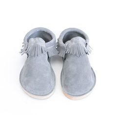 Handmade Leather Adult Moccasin - Classic Fringe, Mother's Day Gifts Grey Sapphire, Thick Thread, Leather Headbands, Storm Clouds, Patterns Sewing, Handmade Leather, Sanding, High Quality Leather, Leather Handmade