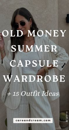 Upgrade your summer look with our Old Money Summer Capsule Wardrobe! We've put together 15 elegant outfit ideas that will awaken your old money style with a mix of 25+ chic summer essentials. Feel confident owning your aesthetic this summer with the relaxed yet refined old money summer style. These outfit ideas are truly an inspiration for crafting your timeless capsule wardrobe. Plus: old money look, old money summer outfits, quiet luxury. Old Money Miami Aesthetic, Old Money Spring Outfit Women, Meet The Parents Outfit Summer, Monochrome Summer Outfit Ideas, City Trip Outfit Summer, Old Money Travel Outfit, Old Money Summer Outfit Women