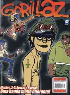 an image of a cartoon character on the cover of a magazine or book called gorillaz