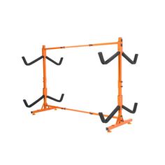 an orange and black rack with two bars on each side, in front of a white background