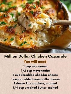 a recipe for chicken casserole is shown here