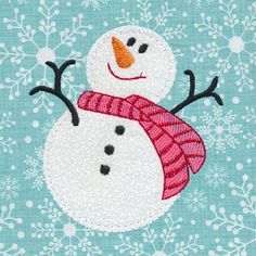 a close up of a snowman on a blue background