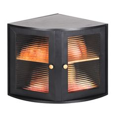 an outdoor wall heater that is black and has flames coming out of the top