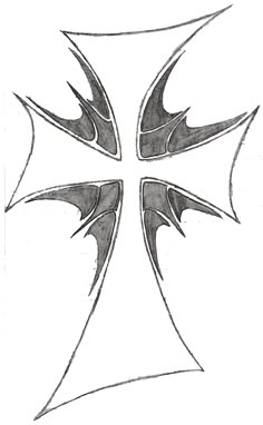 the cross is drawn in black and white