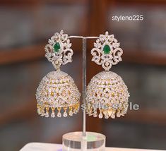 Butta Earrings, Earrings Latest Designs, Temple Earrings, Butta Design, Earrings Latest, Diamond Tops, Real Gold Jewelry, Earrings Stone