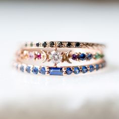 A luminously blue ring, set chock-full with sapphires. A very fancy stacking ring (yes please!), a subtle wedding band to sneak under your engagement ring, OR a wedding band and�engagement ring, all in one!�Financing options available in partnership with�Affirm. Wedding Band And Engagement Ring, Rose Gold Locket, Sapphire Eternity Ring, Jewellery Indian, Ring Sapphire, Sapphire Band, Blue Ring, Bridal Fashion Jewelry, Gold Locket