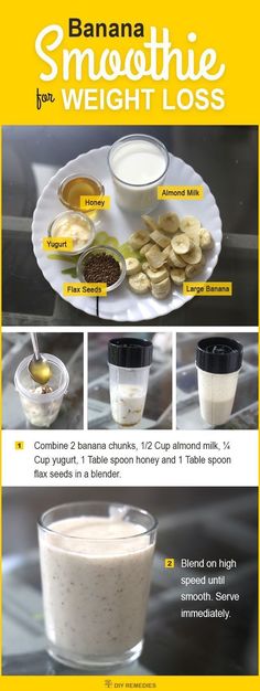 Banana Smoothie for Weight Loss #juicingforweightloss Yogurt Smoothie, Resep Smoothie, Banana Drinks, Resep Diet, Smoothie Detox, Makanan Diet, Diet Vegetarian, Smoothie Shakes, Banana Smoothie