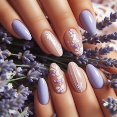 Chrome Designs, Lilac Nails, Lavender Nails, Pretty Nail Art, Nails Polish, Floral Nails, Purple Nails, Cute Nail