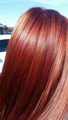 Vibrant Red Highlights, Copper Hair Red, Auburn Copper Hair, Balayage Copper, Copper Ginger, Red Hairstyles, Sunset Hair, Auburn Red