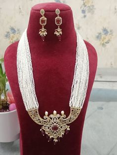 A Gift for someone most adorable for you. Suitable for all kind of outfits like lehenga, dresses, sarees . Necklace : 1 Earring:  1 Red Bollywood Kundan Necklace For Party, Luxury Heavy Red Kundan Necklace, Formal Red Kundan Necklace, Elegant Red Kundan Necklace, Luxury Red Kundan Bollywood Necklace, Rani Haar, Sabyasachi Jewellery, Long Pearl Necklaces, Bollywood Jewelry